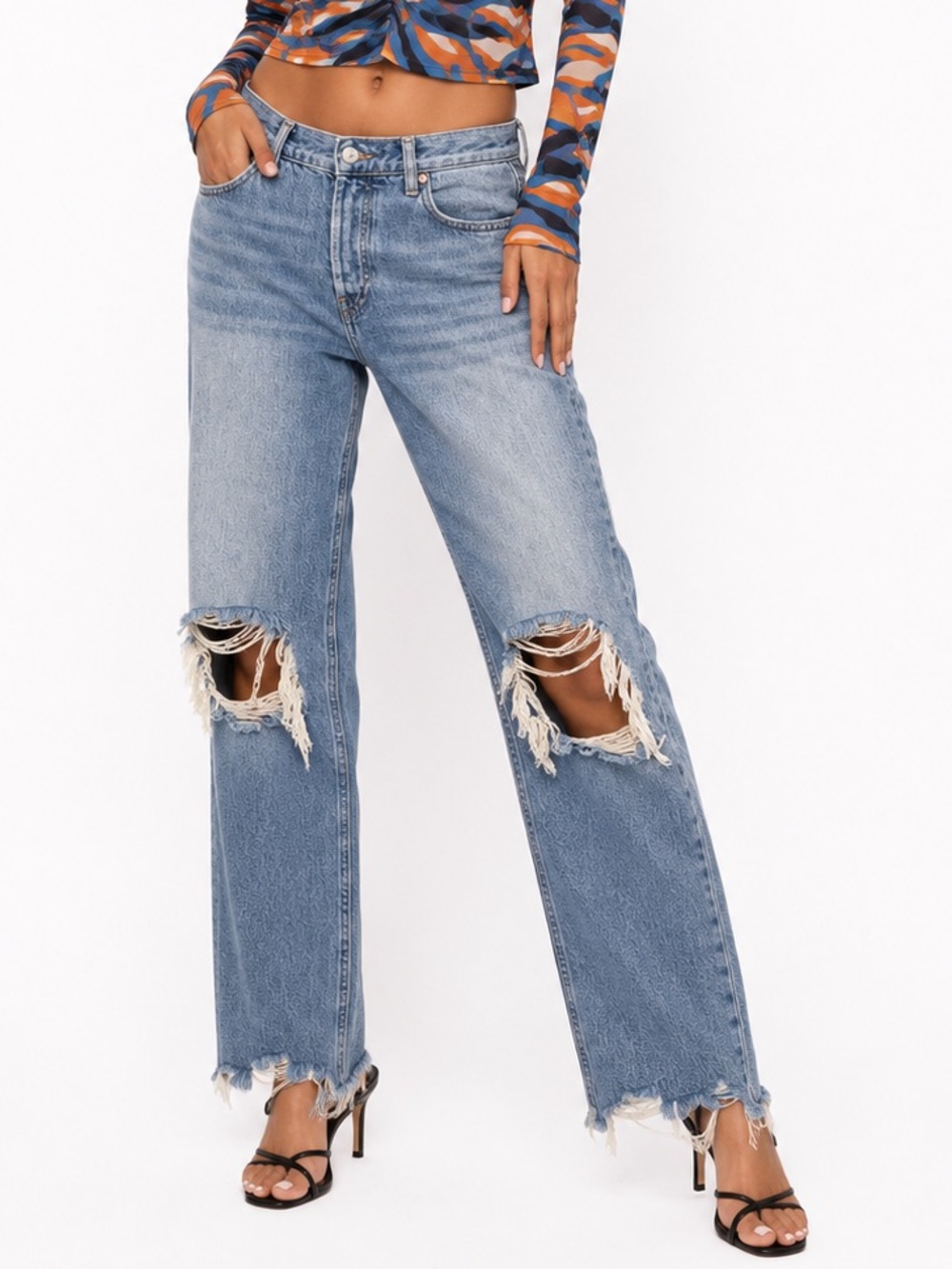 We The Free Free People Distressed Straight Leg Jeans Size 27 💛
